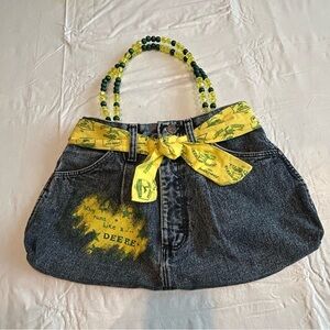 Handmade Denim Jean Purse 18 X 11 Bandana Beads Country Novelty OOAK Western